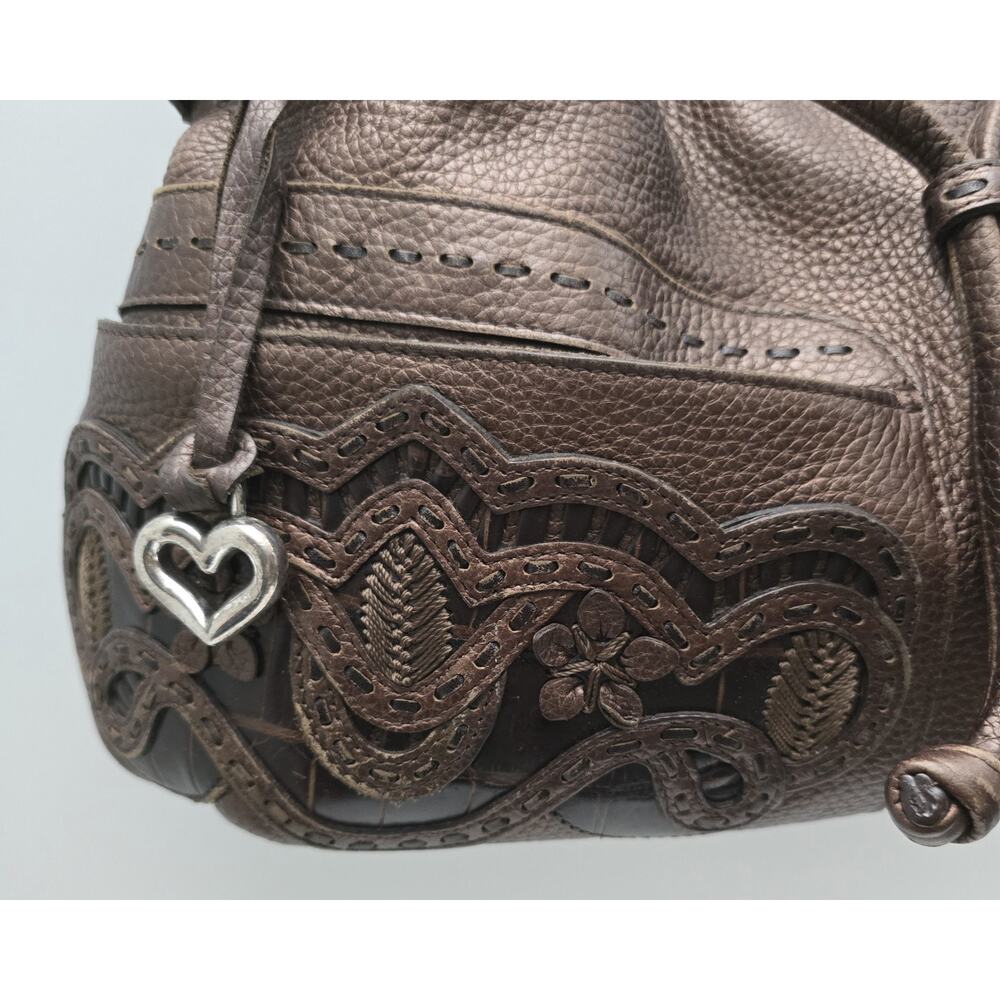 Brighton Lolita Masterpiece Col Leather Shoulder Bag Brown 3D Applique MSRP $350 - Picture 3 of 16
